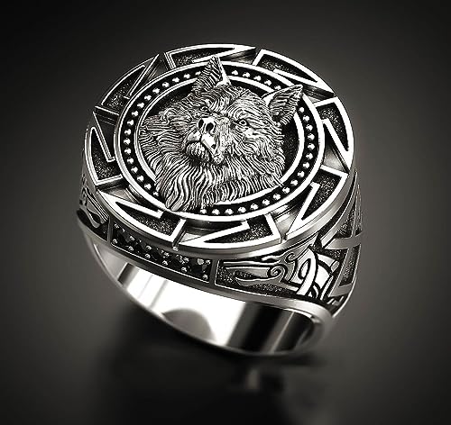 Image of 3D Animal Ring Forest Wolf Ring for men Viking Wolf Head rings Stainless Steel Hip Hop ring Jewelry Punk Ring Club Heavy Metal (9, Silvery)