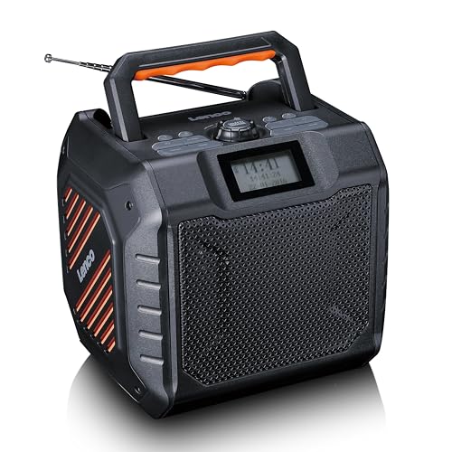 Lenco ODR-160BK Radio Dab+/FM, Haut-Parleur Bluetooth, Antichoc et étanche, Lecteur de Carte SD, AUX-in, 35 W RMS, autonomie de la Batterie 20 Heures,...