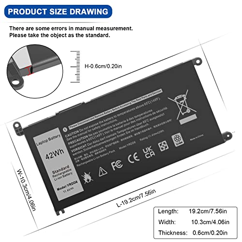 Image of YRDD6 Battery for Dell inspiron 15 3000 Series 3583 3593 3582 3584 3501,inspiron 15 5000 Series 5582 5584 5593 5594 5598 5585 14 3493 5481 5482 5485 5491 5493 7586 Vostro 5481 1VX1H P93G P75F 42Wh