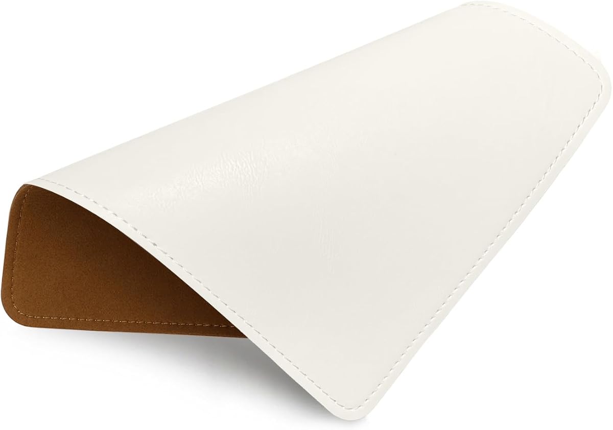Mouse Pad, PU Mouse Pad，Leather Mouse Pad with Stitched Edge Micro-Fiber Base with Non-Slip Waterproof，Mouse Pad for Computers，Laptop, 8x11Inch (Lily White)