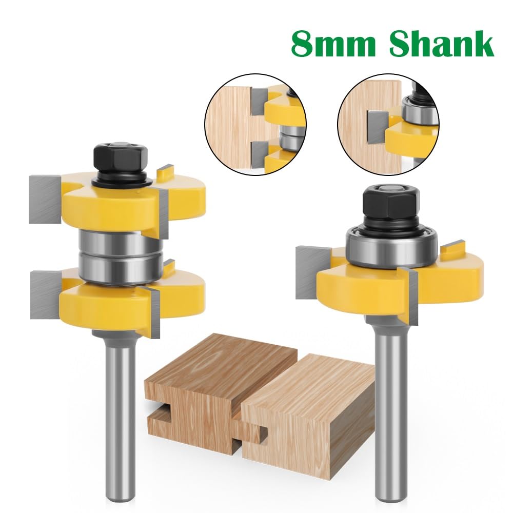 2er-Set 8-mm-Schaft Nut- Und Federfräser-Set Stock 1-1/2 Zapfenfräser