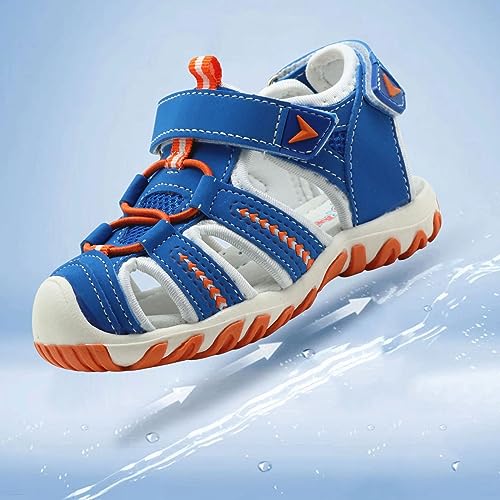 Kids Boys Closed Toe Sandals Summer Outdoor Athletic Sport Sandals Walking Hiking Hook and Loop Adjustable Shoes4