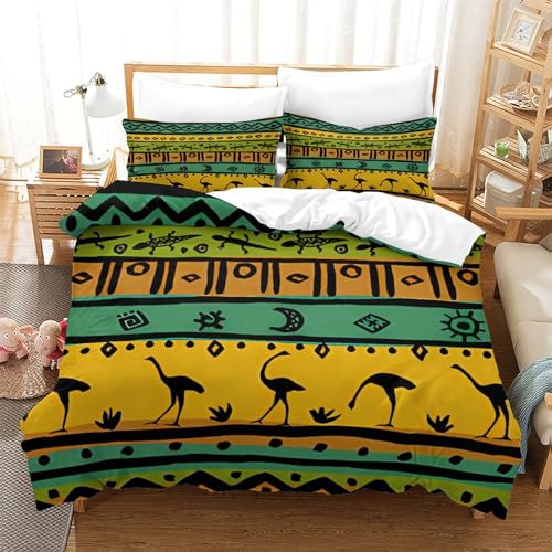 Parure de lit 3 pièces imprimé exotique avec housse de couette microfibre