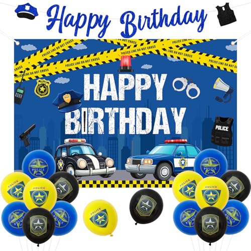 Kreatwow Police Anniversaire Déco Police Fond Police Birthday Banner Police Party Décoration Voiture de police Party Ballons Police Theme Anniversaire Bébé Garçons Enfants Anniversaire 3rd 4th 5th