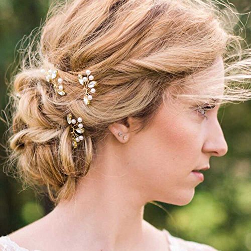 Unicra Gold Wedding Hair Pins Hair Accessories for Women(Set of 3)
