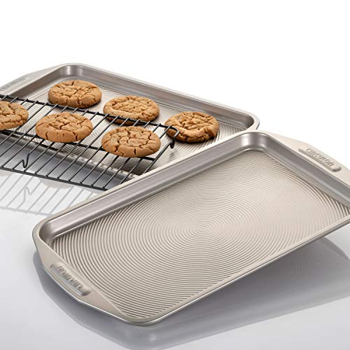 Circulon Total Bakeware Set Nonstick Cookie Baking Sheets With Cooling Rack, 3 Piece, Gray #TOP4