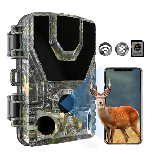 HAZA Caméra de Chasse 4K WiFi connectée au téléphone | Caméra Chasse Infrarouge Vision Nocturne 40 m, détecteur de Mouvement, Bluetooth, étanche IP66...