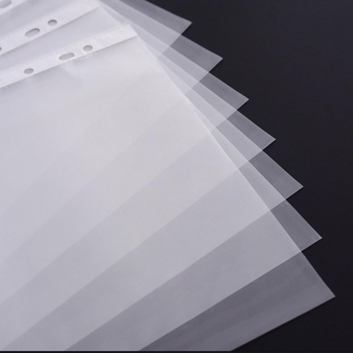 Housoutil Protector de Hojas para Carpeta A4 Transparente de Pvc 11 Orificios, 100 Unidades para Uso Escolar y Universitario Alta Claridad y Acabado Pulido