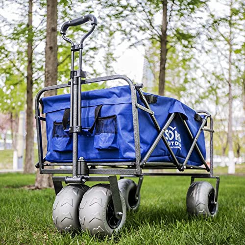 Sorin Outdoor Heavy Duty Collapsible Foldable Beach Cart With Balloon Wheels For Sand Garden Wagon Camping Beach Wagon With Balloon Tires Cart For Beach With Big Wheels Inflatable Tires #TOP1