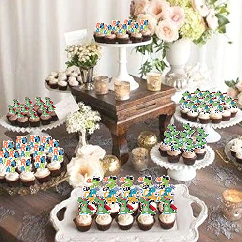 36 Pack Dinosaur Cupcake Toppers Glitter Roar Dinosaur Cupcake Picks Dino Theme Baby Shower Kids Birthday Party Cake Decorations Supplies Green #TOP4