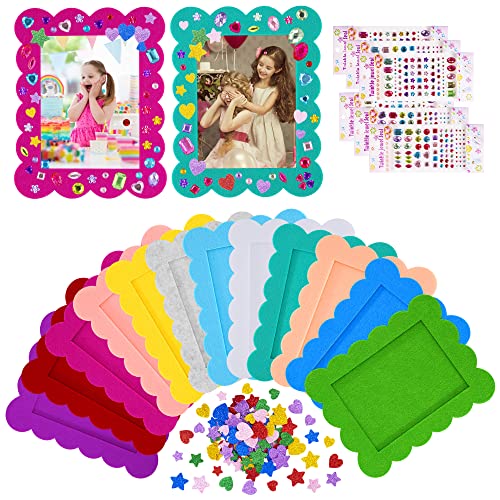Flying Childhood 12Pack Kids Diy Picture Frames Craft Kit 4×6 Felt Photo Frames Bulk For Girls Toddlers Arts Supplies Party Games Favors #TOP26