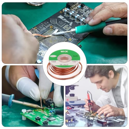 Image of MECCANIXITY Solder Wick Braid No-Clean Desoldering Wick Braid 0.12 Inch Width 5 Feet Length for Remove the Solder Electrical Components 1 Pack