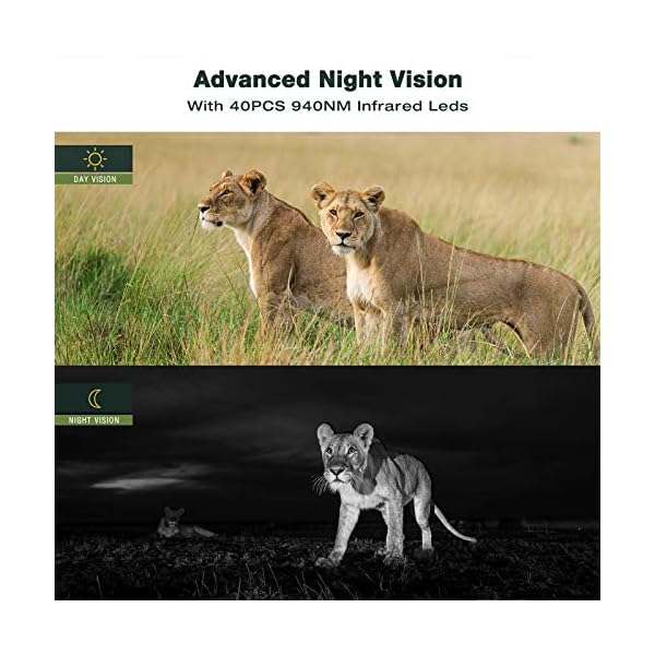 ZHUTA WLAN Wildkamera - 30MP Wildkamera 4K Native mit 940nm No-Glow-IR-LEDs Nachtsicht WLAN Wildkamera… – Bild 6