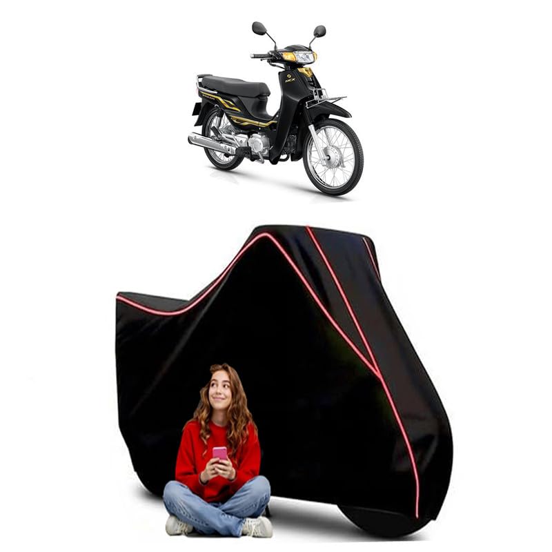 Image of Dream Scooty Bike Cover Water Resistant Outdoor Use Universal Fit Scooters Motorcycles Heavy Duty UV Protection Dust Rain Scratch Resistant Elastic Bottom Black Blue Piping