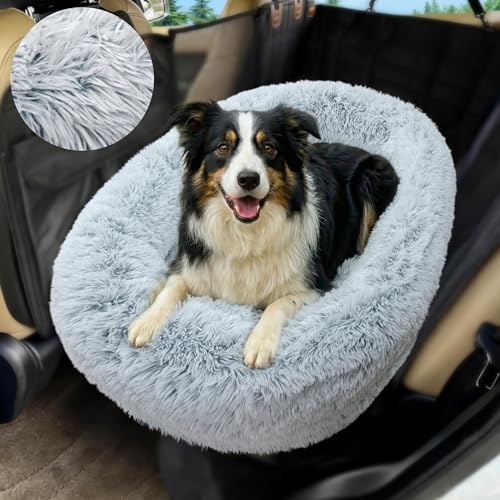 Loiion Orthopedic Car Dog Bed for Large Dogs, Waterproof Faux Fur Calming Travel Bed, Non-Slip Washable Backseat Bed for SUV & Sedan | Joint Support for Senior/Arthritic Pets