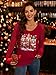 ALIREVERIE Lady Christmas Long Sleeve V Neck Striped Top Red Nutcracker XL