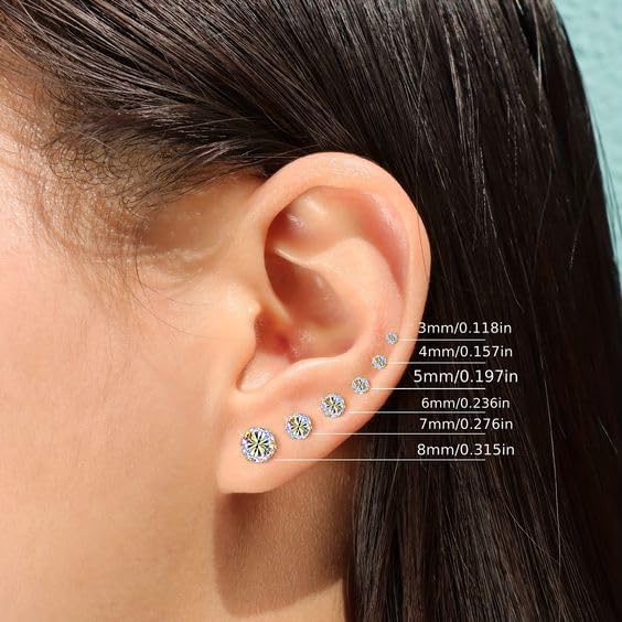 AOEDEJ 6 Pairs Cubic Zirconia Earrings Studs Gold Silver Stud Earrings Hypoallergenic Earrings for Women Stud Earrings for Women Cartilage Earring - Image 6