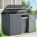 SOLIGEL 3'x6' Storage Shed, Outdoor Trash Can Storage Bike Shed, Waterproof Garbage Can Organizer with Chain Lid, Outdoor Storage Clearance for Patio, Garden, Backyard, Dark Grey