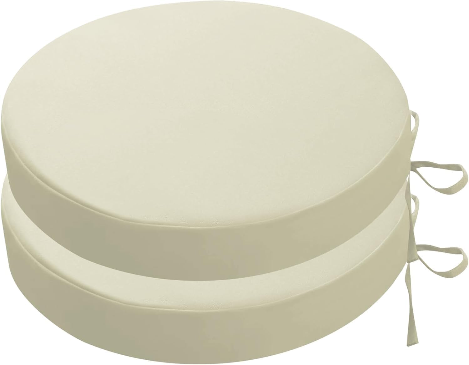 2/4 Pack Waterproof Round Outdoor Seat Cushions 40/45/50cm with Ties | 5cm Thick Garden Chair Pads for Patio, Kitchen Dining & Lawn Furniture(Beige,45x5cm(2pcs))