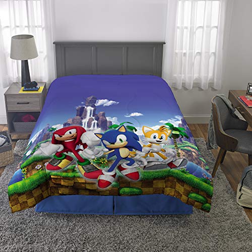 Image of Franco Kids Bedding Super Soft Microfiber Reversible Comforter, Twin /Full, Sonic The Hedgehog, Anime