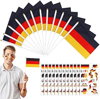Hiwooii 24 Pieces Germany Flag Tattoos Qatar World Cup National Stick Flag Waterproof Handheld Flag Fans Flag Tattoos Stickers for Soccer Football Game