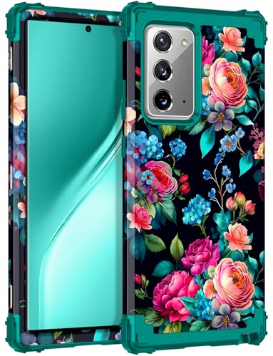 Rancase for Galaxy Note 20 Case,Three Layer Heavy Duty Shockproof Protection Hard Plastic Bumper +Soft Silicone Rubber Protective Case for Samsung Galaxy Note 20,Glow in The Dark-Blackish Green