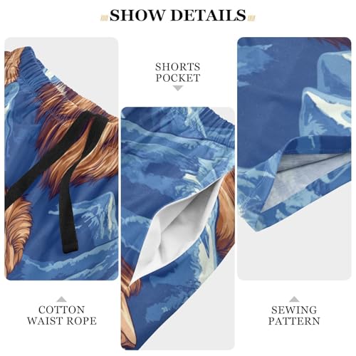 Men's Short Pajama Bottoms Lions Portrait Mountain Home Casual Sleep Pants3