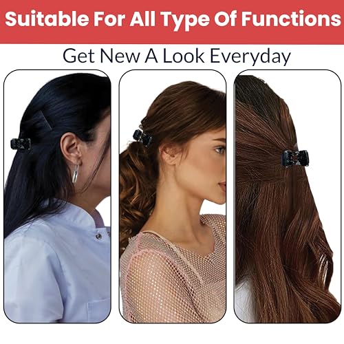 Image of TEMPERIA (6 pcs) Hair Clips for Women & Girls - Clutcher Clutches Claw Clip Accessories - Stylish, Fashional (Black) (DN02)