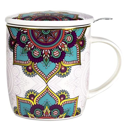 Taza con infusor de té en caja de regalo, diseño de mandala Cover