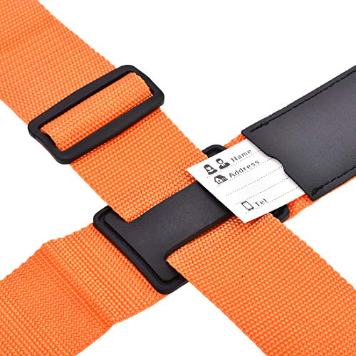 Image of uxcell Luggage Strap Suitcase Belt with 2 Buckles, 2Mx5cm Cross Adjustable PP Travel Packing Accessory, Orange