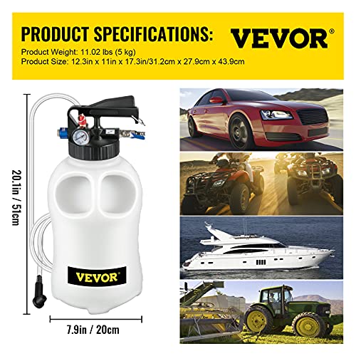 VEVOR Transmission Fluid Pump 2 Way ATF Refill System Dispenser, Oil and Liquid Extractor 10 Liter Large Capacity, Automatic Transmission Fluid Pump Tool Set with 14 Pieces ATF Filler Adapters by VEVOR - Image 7