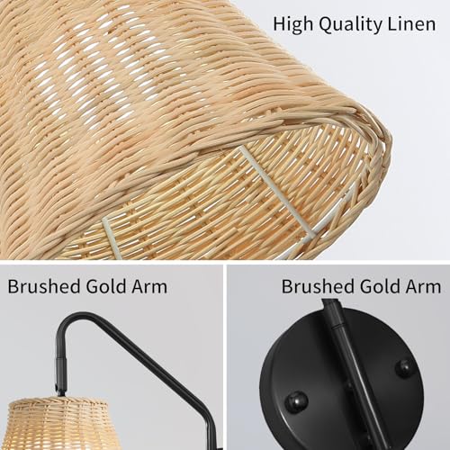 Image of Plug in Wall Sconces Set of Two,Wall Lamps for Bedroom, Decorative Plug in Corner Wall Sconce, Wall Lamp for Living Room, Sconce Light with UL Certified 5.2FT Clear Cord