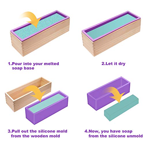 Walfos Silicone Soap Mold - Flexible Rectangular Loaf Mold Comes With Wood Box And Wooden Cover For Cp & Mp Making Supplies #TOP2