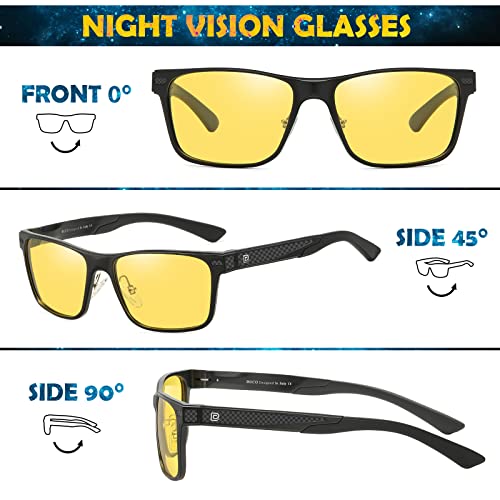 DUCO Night Driving Glasses for Men Carbon Fiber Temples Glare Reducing HD Night Vision Glasses3