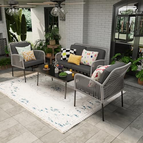 JQX 4 Piece Boho Patio Furniture Set, Outdoor...