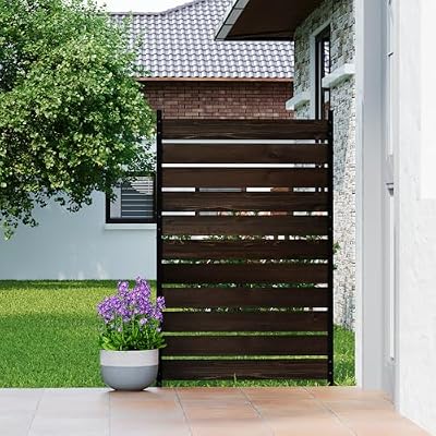 61" H x 38" W No Dig Wood Privacy Screen Fence Panel, Outdoor Decorative Privacy Wall, Freestanding Room Divider for Patio Garden, Hide Trash Cans & AC Units (Coffee, 5FT)