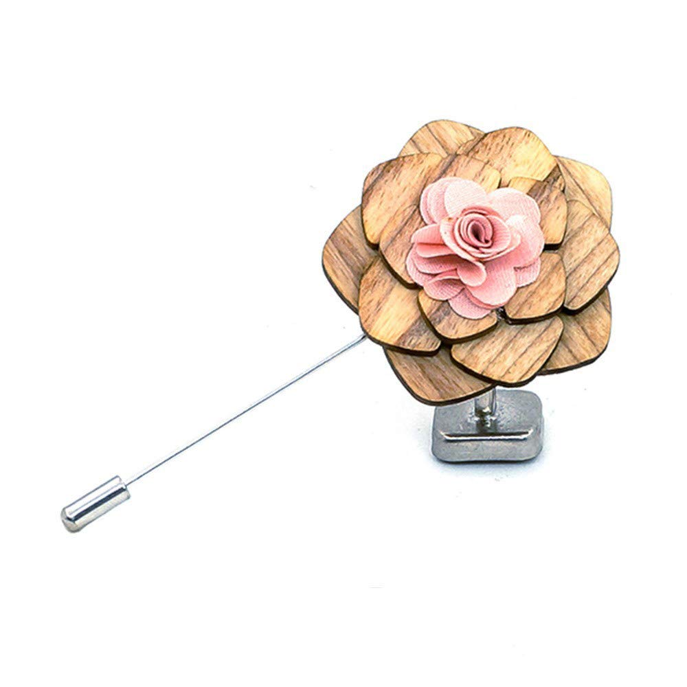Broche Rosace En Bois Des Années 2000 - Bijou Vintage D'occasion