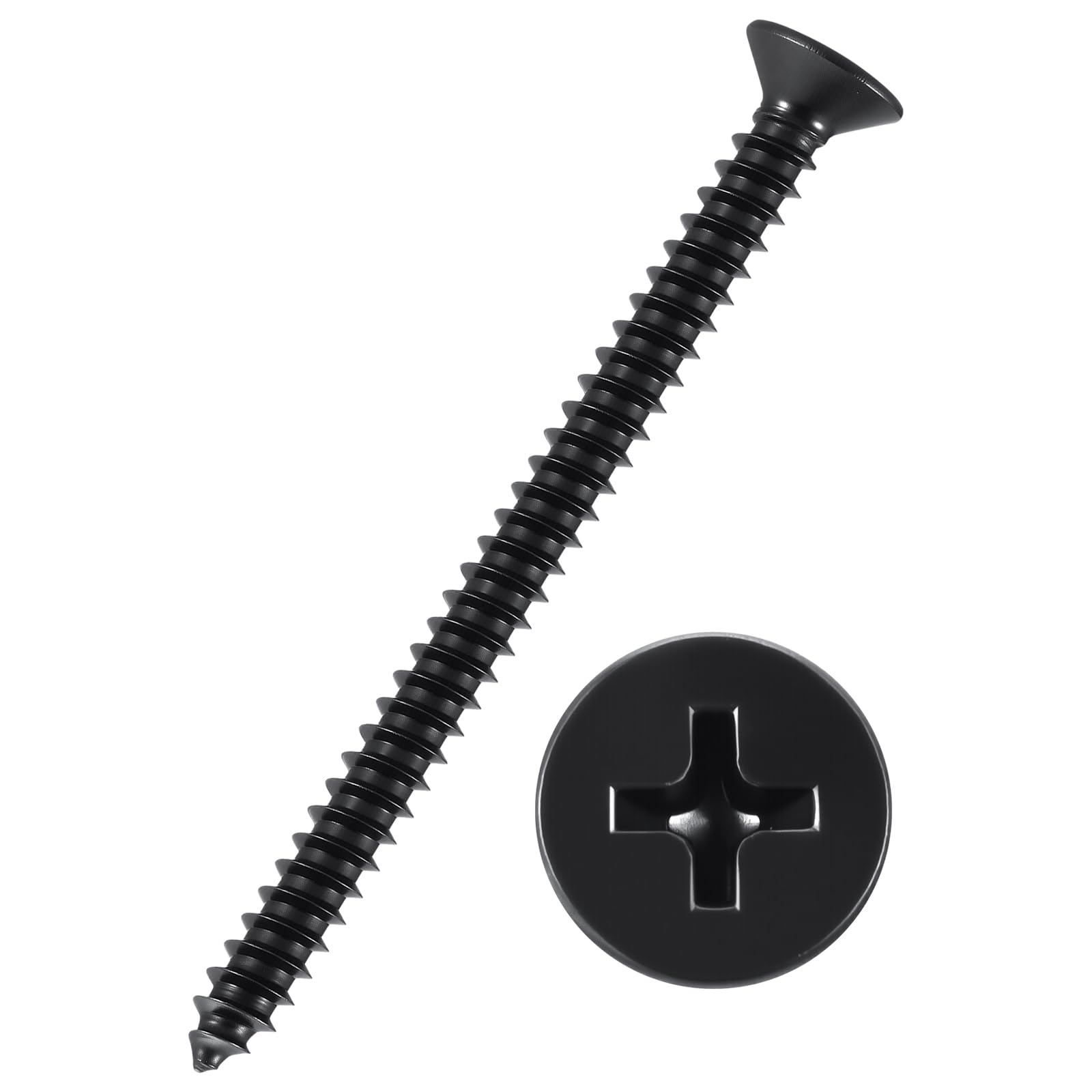 Kozelo 50pcs Phillips Flat Head Wood Screws - [#10x2-3/8"] 304 Stainless Steel Countersunk Self Tapping Screws for Furniture Assembly, Interior Trim, Outdoor Construction, Black — image 1
