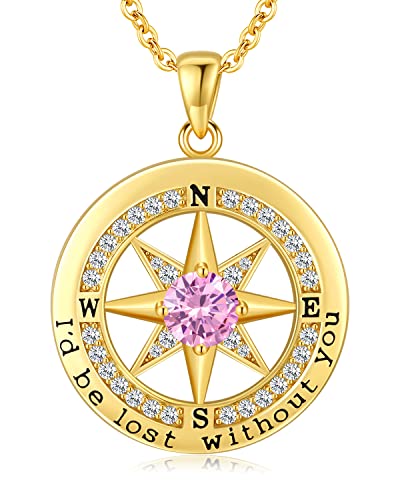 S925 Necklace Gift for Wife, Compass Jewelry Women Wedding Anniversary, Sterling Silver Girlfriend Birthday Gifts for Her, Girls Necklaces for Daughter Valentines Day Mom Mothers Day, I'd be Lost without You