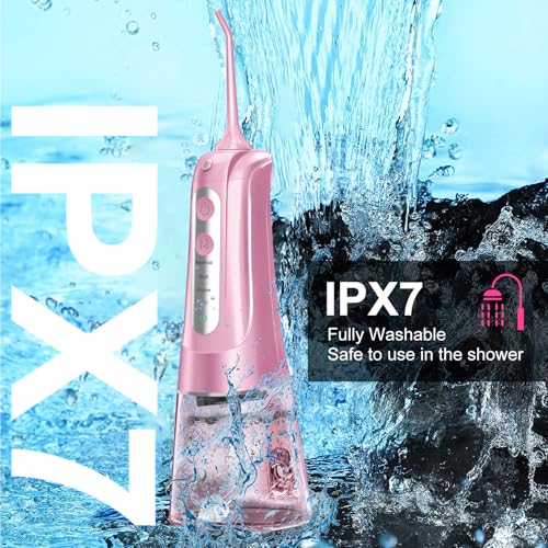Image of Water Dental Flosser Pick for Teeth: 4 Modes Cordless Portable Water Flossers Teeth Cleaner Rechargeable 300ML IPX7 Waterproof Oral Irrigator Flossing Cleaning Picks for Home Travel