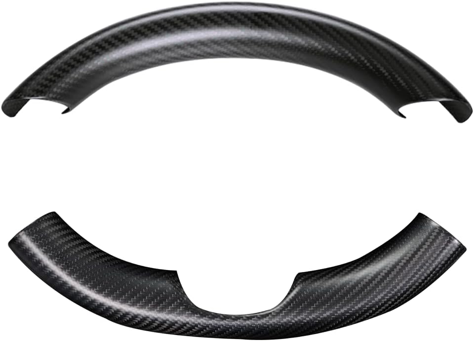 JSWAN Real Carbon Fiber Steering Wheel Cover for Tesla Model 3 2017 to 2023 Model Y 2020 to 2024 Steering Wheel Cover Steering Wheel Wrap Protector Interior Accessories (Matte Black 2Pcs)