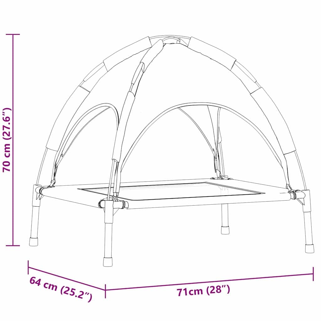 Cuccia per cani in acciaio, 71 x 64 x 71 cm, con tetto rimovibile, per interni ed esterni, cestino antiscivolo, rivestimento lavabile, tappetino per proteggere le articolazioni per