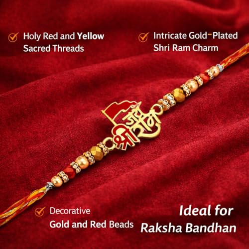 Image of Riddhika Ventures Glorious Gold Plated Auspicious Diamond Ring Rakhi with Roli Chawal and Greeting Card