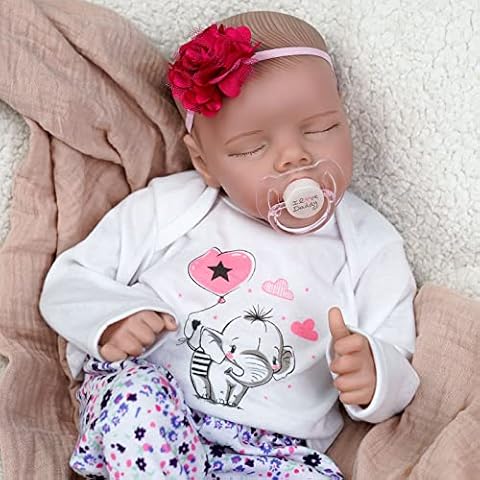 JIZHI Reborn dolls - 17-Inch Handmade Realistic Baby Dolls Soft Cloth Body with Toy Accessories, Reborn Baby Dolls Like a Lifelike Baby(Sleeping baby) Cover