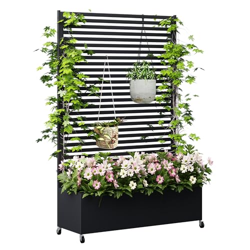 Sunnibety Metal Planter Box with Trellis and Privacy Screen