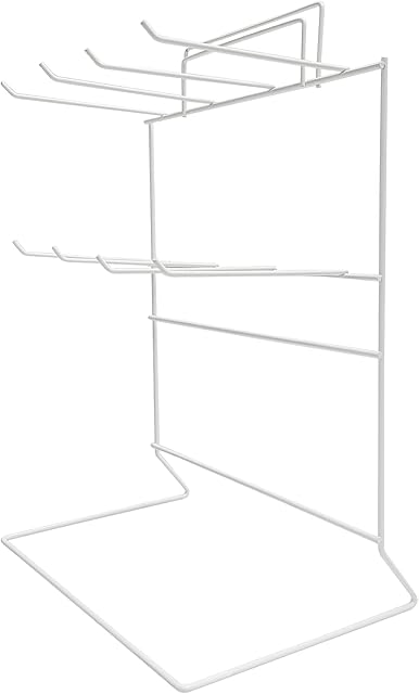 8 Hook Retail Counter Top Display Stand for Keyrings, Crafts & Accessories in White (J87)