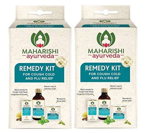 Image of Maharishi Ayurveda Ayurvedic Remedy Kit with Tulsi, Cinnamon, Pippali, Ginger, Cinnamon Oil, Ginger, Black pepper, and More,Kasni: 50 ml,Prandhara: 3ml,Kanth Sudha: 30 pastilles (Pack of 2)
