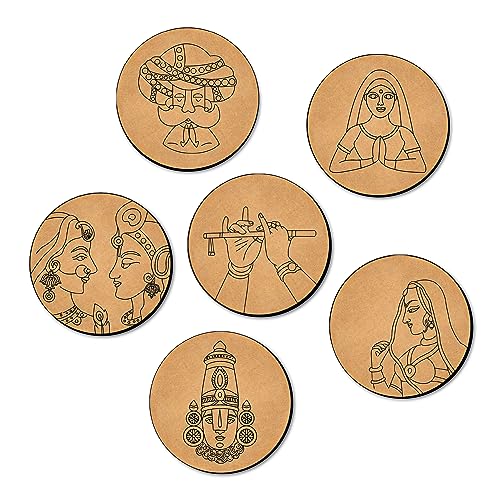 Mini Leaves Wooden Mandala Painting Kit Tea Coasters Art and Craft Kit for Girls Boys 9-12 Years Coaster DIY Kit, Set of 6
