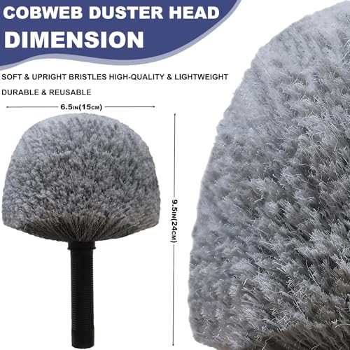 Image of 4 Pack Cobweb Duster Head Brush - High Efficiency Twist-On Spider Web Brush for Indoor & Outdoor Cleaning, Compatible with Standard Threaded Poles
