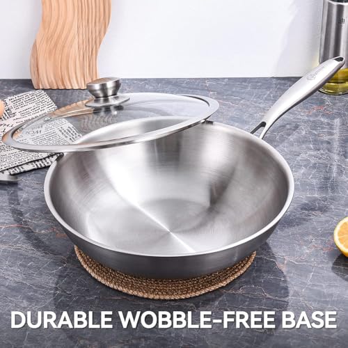 Wok de Acero Inoxidable 12 Pulgadas con Tapa y Mango Extraíble miniatura 5